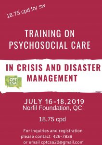Training On Psychosocial Care in Crisis & Disaster Management